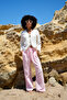 Lace-Up Linen Trousers with Elastic Waist - 6