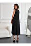 Women's Black Casual Sleeveless Long Cotton Dress - 7