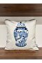 E433A White Background Double Sided Pattern Throw Pillow Cover with Piping on the Edges