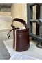 Brown Women's Drawstring Bucket Hand and Shoulder Bag
