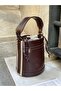 Brown Women's Drawstring Bucket Hand and Shoulder Bag - 3
