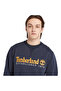 Embroidery Logo Brush Back Men's Navy Sweatshirt - 2