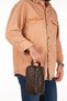 Men's Leather Portfolio Clutch Shaving Cosmetic Care and Daily Handbag (14X24Cm) - Brown - Tan - 6