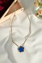 316L Steel Blue Color Clover Stylish Design Necklace - 5