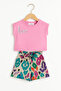 Girl's Shorts Suit 2S. Purple Cotton Love Printed - 3