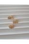 Threaded Edge Design, Zircon Stone Detailed 3-Piece Steel, Combination Earring Set - 4