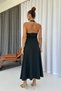 Elegant Long Women's Dress with Neck Detail - Black - 3
