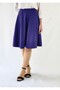 Dark Blue Elastic Six Piece Midi Diver Bell Skirt - 3