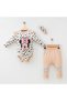 Baby Girl 3-Piece Set with Leopard Mickey Mouse Printed Frilly Headband - 3