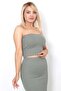 Women's Khaki Corded Strapless Crop Bustier Casual & Stylish Top Stretchy Fabric - 3