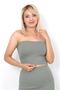Women's Khaki Corded Strapless Crop Bustier Casual & Stylish Top Stretchy Fabric