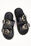 Estella Black Color Double Buckle Women's Slippers - 6