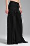 Women's Thick Linen Fabric Pleated Palazzo Trousers - 5