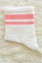 3 Pairs Women's Men's Cotton Socks – College & Sneaker Compatible Unisex White Striped Socks - 3