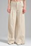 Women's Thick Linen Fabric Pleated Palazzo Trousers - 4
