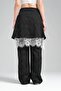 Women's Woven Fabric Lace Garnished Two Piece Design Skirt Pants - 7