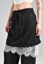 Women's Woven Fabric Lace Garnished Two Piece Design Skirt Pants - 5