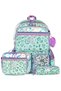 17" School Bag Set of 3 w/ Lunch Bag and Pencil Pouch - Love Green