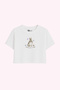 Women's Semi Crop Oversize T-Shirt - Colorful Rabbit Printed T-Shirt - 3