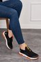 Daily Unisex Black Orange Sneaker Breathable Knitwear Lace-Up Lightweight Sports Shoes 249 - 2