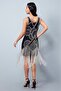 Jade Fringe Dress in Black Silver - 4