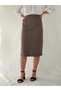 Stone Color Pencil Midi Woven Skirt - 4