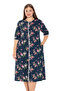 Women's Large Size Cotton Modal Fabric Patterned Button Dress 7817