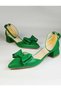 Women's Green Summer Bow Short Heeled Shoes