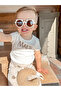 Beige Color Children's Sunglasses with Teddy Bear for Ages 1-9 Uv400 Certified