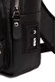 Men's Black Washed Leather Crossbody Waist Shoulder Bag with USB Headphone Output - 6