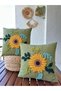 Panch Sunflower 2-Piece Handmade Cushion Cover Set, 100% Handcrafted, Green Color