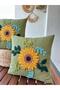 Panch Sunflower 2-Piece Handmade Cushion Cover Set, 100% Handcrafted, Green Color - 3