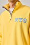 Men's Sweatshirt Nyc Yellow Collar Oversize Zippered Half Zipper 3 Thread Without Threaded Detail - 2