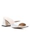 Alya White Patent Leather Thick Heeled Square Evening Dress Women's Slippers - 8