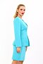 V-Neck Long Corporate Jacket-Turquoise - 4