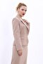 Plus Size - Collared Single Button Jacket-Stone - 4