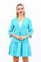 V-Neck Cropped Jacket with Hood - Turquoise - 1016100 - 5