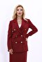 Men's Collared Kuruvaze Blazer Jacket-Burgundy - 1034100
