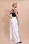 High Waist Ecru Trousers - Wide Leg - 3