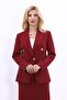 Claret Red Double-breasted Cross Jacket - 5