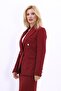 Claret Red Double-breasted Cross Jacket - 2