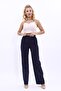 Wide Leg Trousers-Navy Blue - 5002100