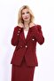 Claret Red Double-breasted Cross Jacket