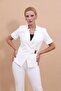 Ecru Color - Buckle and Short Sleeve Jacket - 5