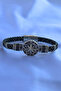 Genuine Leather Men's Bracelet Made with Compass Figure Zircon Stone Handcrafted - 3