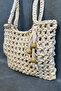 - Emine 9106 Hand Knitted Combed Cotton Fabric Shoulder Bag with Wooden Bead Detail - 3