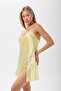 Snake Detailed Stone Printed Back Low-Cut Satin Nightdress