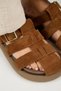 Brancato Women's Genuine Leather Buckle Banded Sabo Tan Slippers - 4
