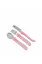 Pink Stainless Steel 3-Piece Baby Kids Fork Spoon Set (12+ Months) - 3