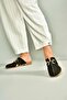U944150403 Black Genuine Leather Closed Front Women's Slippers - 2